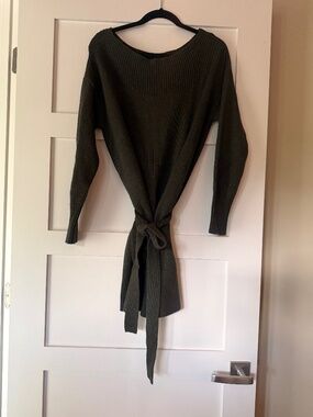 Intermix Cowl Neck Dress in Olive Green
